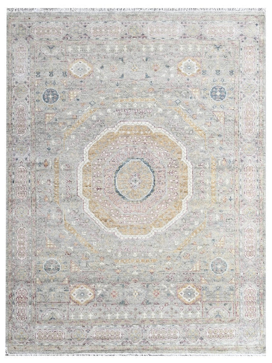 The Ambiente HP_67 Lt.grey D.grey Classic Floral Hand Knotted Rugs