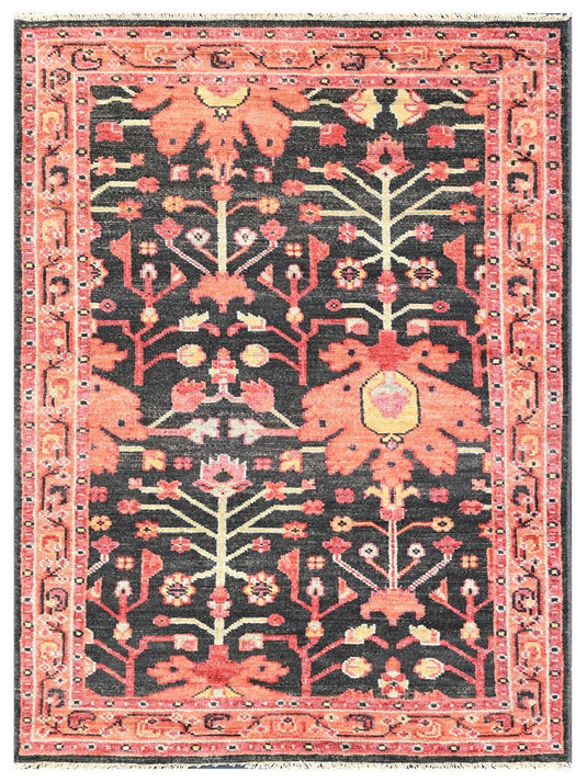 The Ambiente HP_81 Rust Classic Floral Hand Knotted Rugs