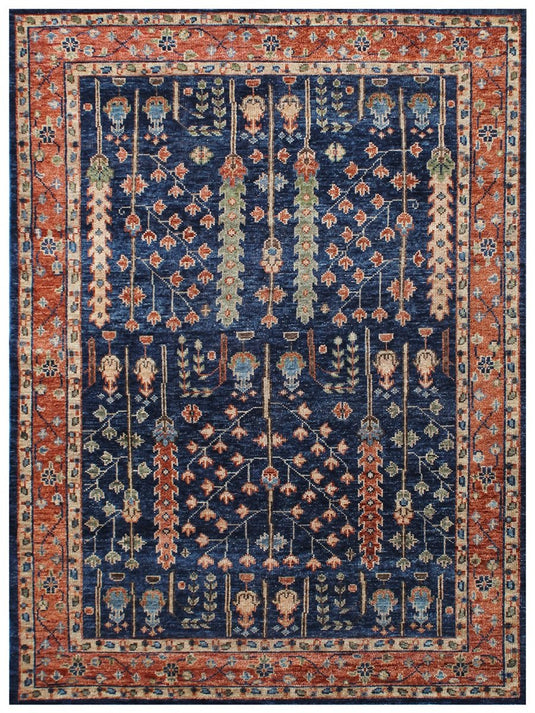 The Ambiente HP_9 Navy Classic Floral Hand Knotted Rugs