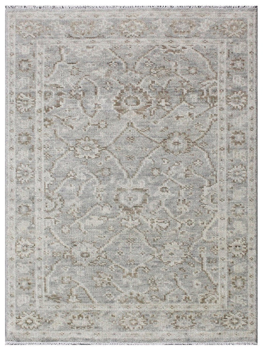 The Ambiente HP_97 Grey Grey Classics Traditional Floral Hand Knotted Wool Rugs