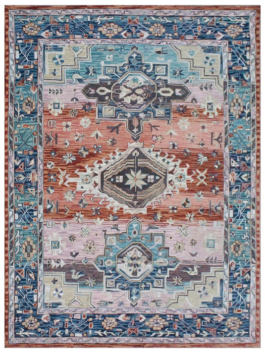 The Ambiente Hpt_22 Red Blue Bamboo Silk Hand Knotted Rugs