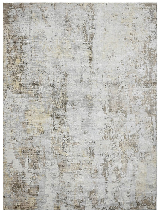 The Ambiente Hz_103 Silver Camel Evelyn Modern Handloom Wool &amp; Bamboo Silk Rugs