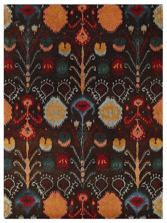 The Ambiente Ikt_2 Brown Multi Color Modernist Floral Hand Tufted Wool Rugs