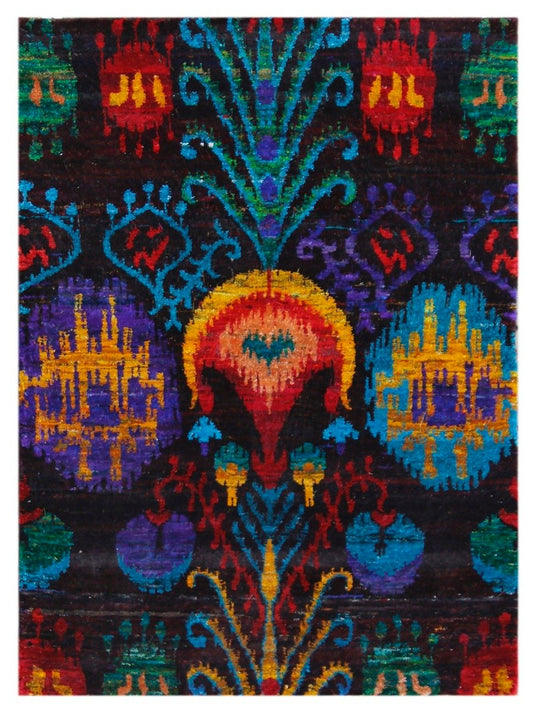 The Ambiente Ik_156 D.brown Multi Color Transitional Hand Knotted Wool &amp; Bamboo Silk Rugs