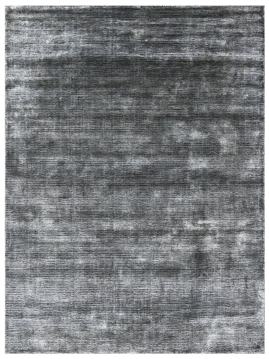 The Ambiente Jz_1 Charcoal Strings SOLID Handloom Wool &amp; Bamboo Silk Rugs