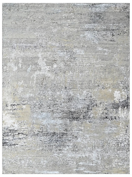 The Ambiente Lv_07 Slate Modern Hand Knotted Wool &amp; Bamboo Silk Rugs