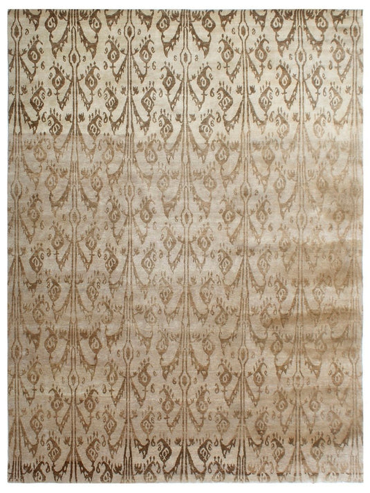 The Ambiente MD_190 Beige Brown Bamboo Silk Hand Knotted Rugs