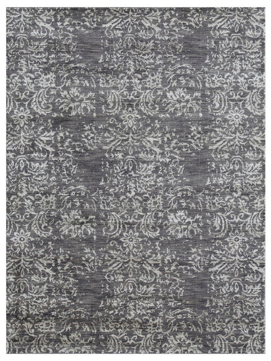 The Ambiente MD_830 Grey Silver Vivien Transitional Handloom Wool &amp; Bamboo Silk Rugs