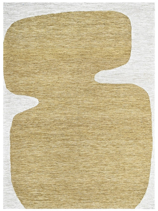 The Ambiente Mh_06 White Mustard Bamboo Silk Hand Knotted Rugs