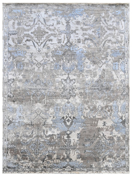 The Ambiente ML_160 Beige Floral Erased Hand Knotted Bamboo Silk Rugs