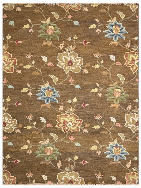 The Ambiente MR_21 Brown Sumac Floral Hand Knotted Wool Rugs