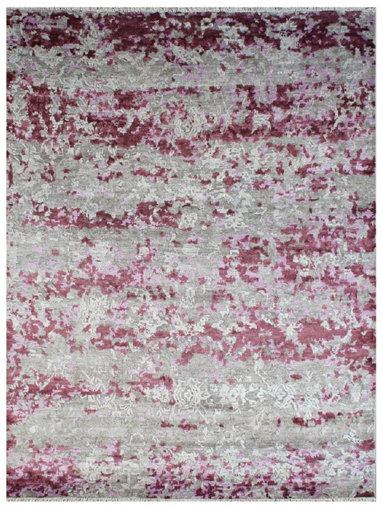 The Ambiente Mt_2 Grey Lilac Modern Elegance Hand Knotted Bamboo Silk Rugs
