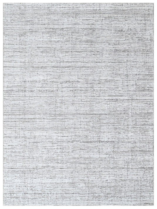 The Ambiente Opl_31 Taupe White Bamboo Silk Hand Knotted Rugs