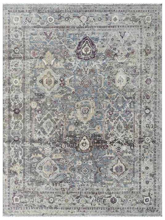 The Ambiente Ot_04 Ox Charcoal Red Elegance Traditional Floral Hand Knotted Wool Rugs