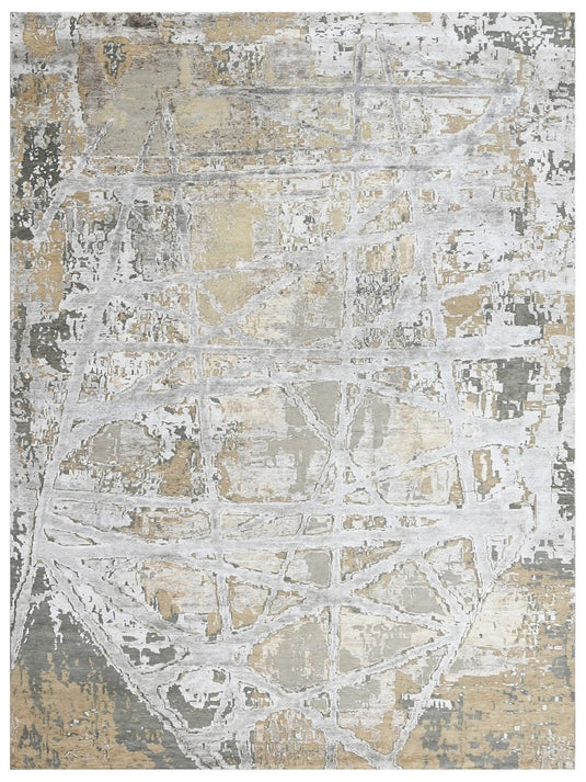 The Ambiente Rd_07 Wbs Silver Gold Bamboo Silk Hand Knotted Rugs