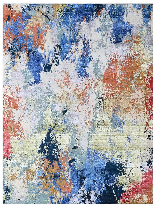 The Ambiente Rd_19 Silver Multi Hand Knotted Rugs