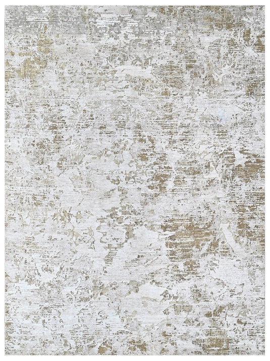 The Ambiente Rd_213 Wbs Beige Camel Canvas Modern Hand Knotted Wool &amp; Bamboo Silk Rugs