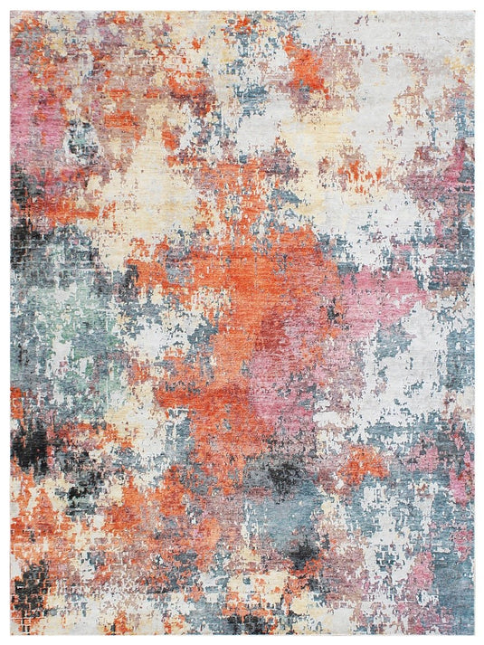 The Ambiente Rn_176 Multi Canvas Modern Hand Knotted Bamboo Silk Rugs