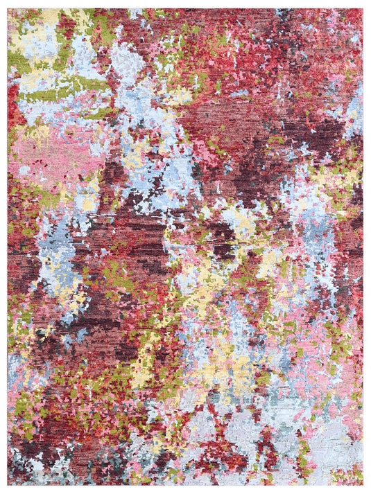 The Ambiente Rr_29 Multi Color Modern Ricard Hand Knotted Wool &amp; Bamboo Silk Rugs