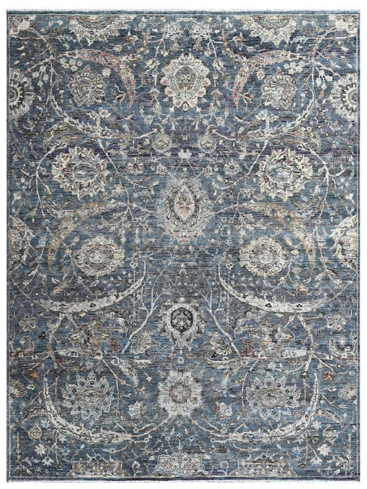 The Ambiente Rz_151 Ox Charcoal Beige Baroque Traditional Floral Hand Knotted Wool Rugs