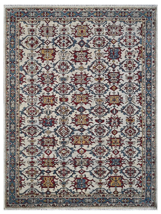 The Ambiente Sg_30 Beige Blue Sergio Floral Hand Knotted Wool Rugs