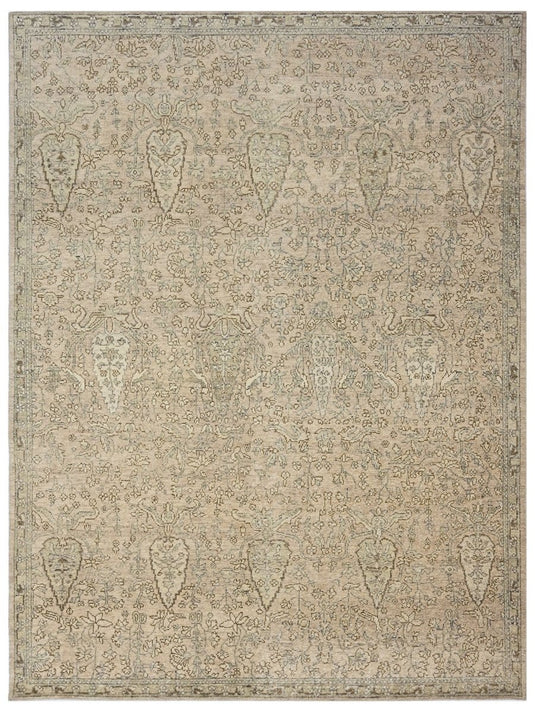 The Ambiente Sun_01 Sand Elegance Tribal Floral Hand Knotted Wool Rugs