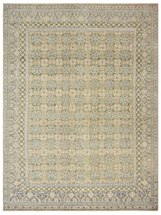 The Ambiente Sun_07 Gold Elegance Traditional Floral Hand Knotted Wool Rugs