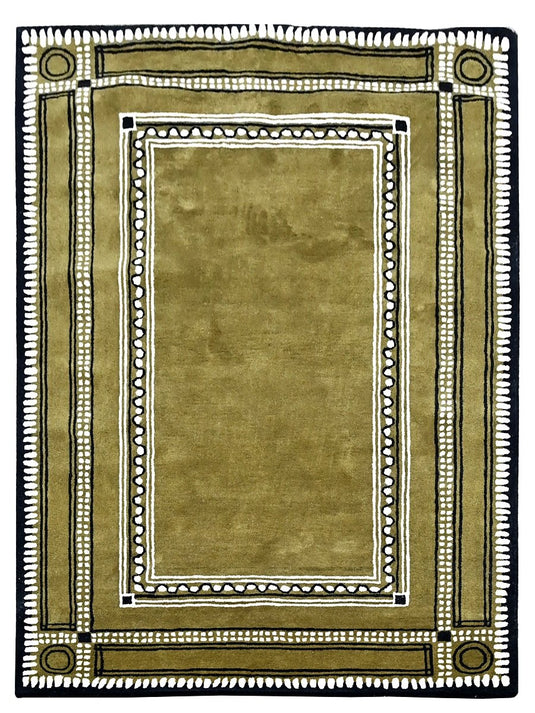 The Ambiente Tfta_96 Green Modernist Modern Geometric Hand Tufted Wool Rugs