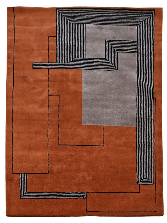 The Ambiente Tfta_97 Rust Modernist Modern Geometric Hand Tufted Wool Rugs