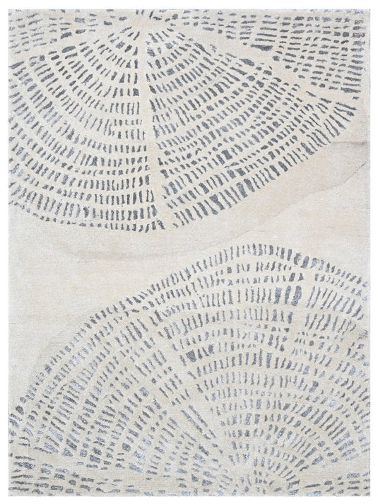 The Ambiente Tfta_114 Ivory Greyish Green Modernist Modern Hand Tufted Wool &amp; Bamboo Silk Rugs
