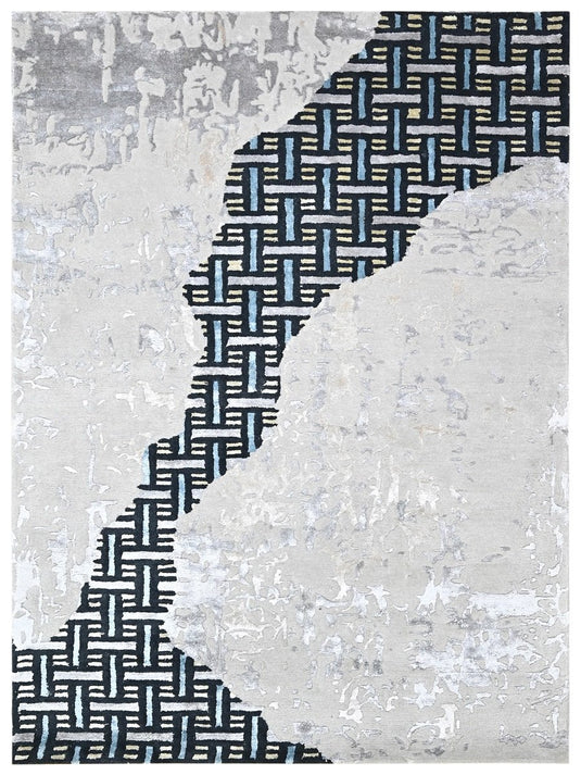 The Ambiente Tfta_116 Stone Modernist Modern Hand Tufted Wool &amp; Bamboo Silk Rugs