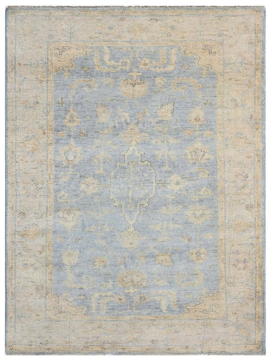 The Ambiente Tk_013 In Lt.blue Beige Kashish Traditional Floral Hand Knotted Wool Rugs