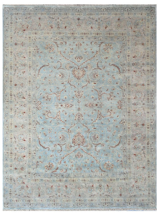 The Ambiente Tk_lc1 Lt.blue Beige Bamboo Silk Hand Knotted Rugs