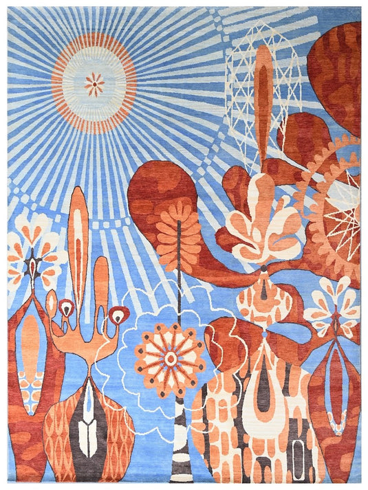The Ambiente Tll_1 Blue Kashish Modern Hand Knotted Wool Rugs