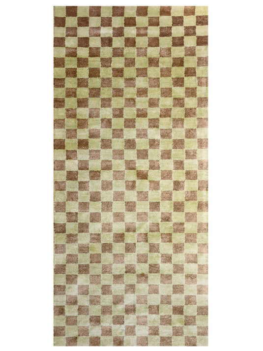 The Ambiente Tufted_lt.green Brown Modernist Modern Geometric Hand Tufted Bamboo Silk Rugs