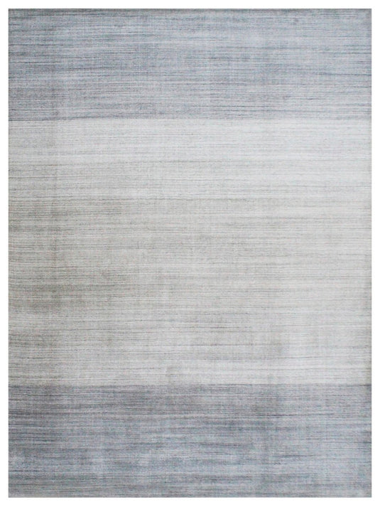 The Ambiente V_stone Grey Strings Minimal SOLID Handloom Wool &amp; Bamboo Silk Rugs