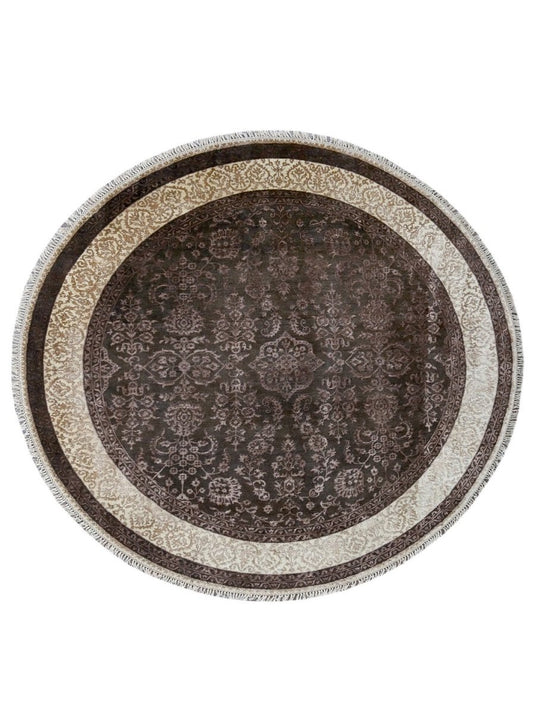 The Ambiente Vs_002 Brown Beige Bamboo Silk Hand Knotted Rugs