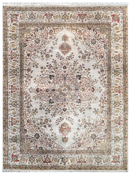 The Ambiente V_38 Ivory Kashish Traditional Vintage Floral Hand Knotted Wool Rugs