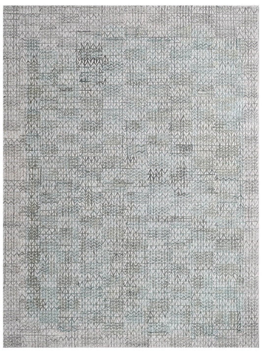 The Ambiente Zr_369 Rose Taupe Expressionist Textured Geometric Handloom Wool &amp; Bamboo Silk Rugs