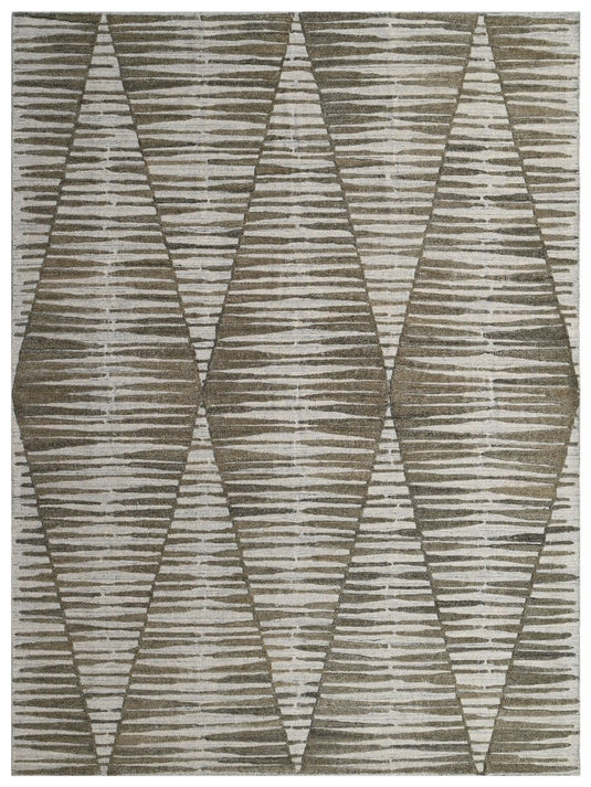 The Ambiente Rr_24 M Green Yellow Ricard Modern Geometric Hand Knotted Bamboo Silk Rugs