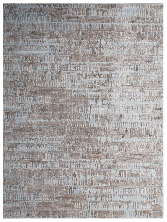 The Ambiente Zr_305 Ivory Pink Expressionist Textured Handloom Wool &amp; Bamboo Silk Rugs