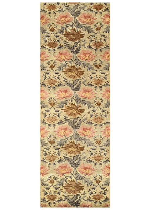 The Ambiente Abt_19 Lt.gold Multi Color Modernist Floral Hand Tufted Wool Rugs