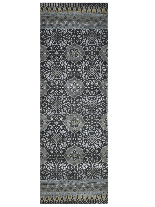 The Ambiente Anchala_charcoal Kashish Floral Hand Knotted Wool Rugs