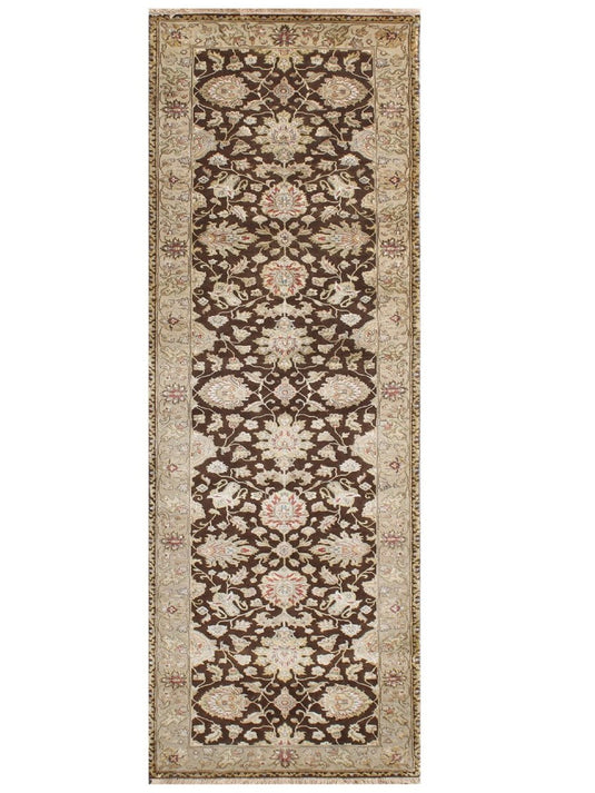 The Ambiente Sf_13 Brown Kashish Traditional Floral Hand Knotted Wool &amp; Silk Rugs
