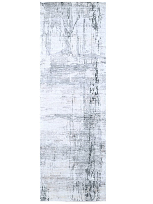 The Ambiente Ts_17 Silver Grey Evelyn Modern Handloom Wool &amp; Bamboo Silk Rugs