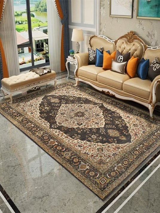 The Ambiente V_38 Ivory Brown Kashish Traditional Vintage Floral Hand Knotted Wool Rugs