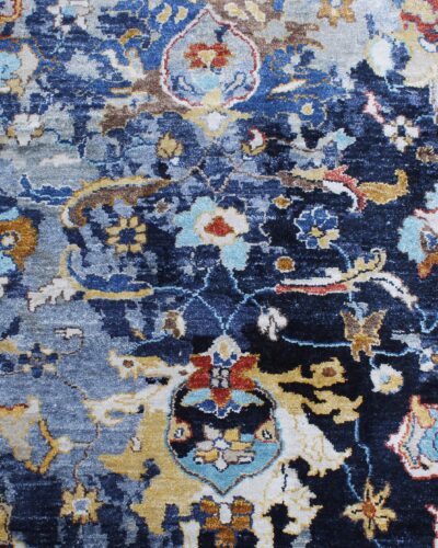 DN_60 BLUE HAND KNOTTED BAMBOO SILK MULTI RUGS
