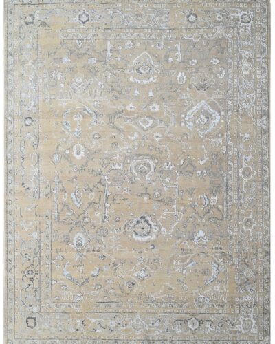 KRZ_68 WHITE BLUE FLORAL HAND KNOTTED RUGS