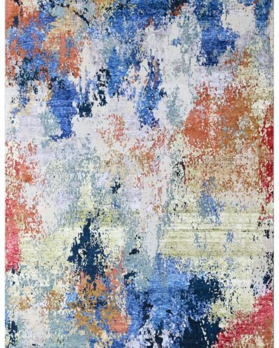 RD_19 SILVER MULTI HAND KNOTTED RUGS