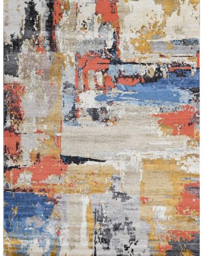 RN_182 SILVER BLUE RUST RUGS